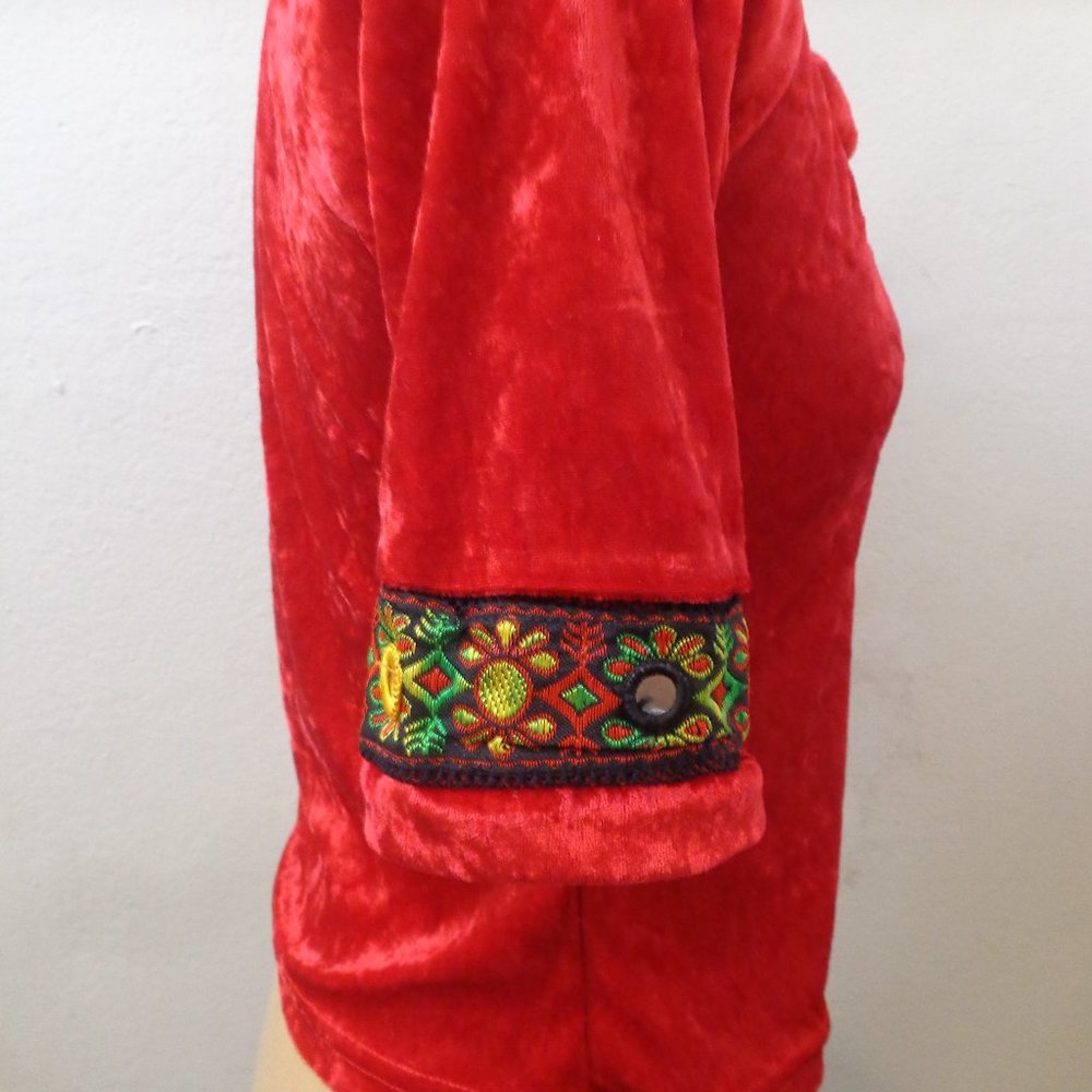 NWT Bonkers Red Bohemian Style Blouse Top - Picture 2 of 5